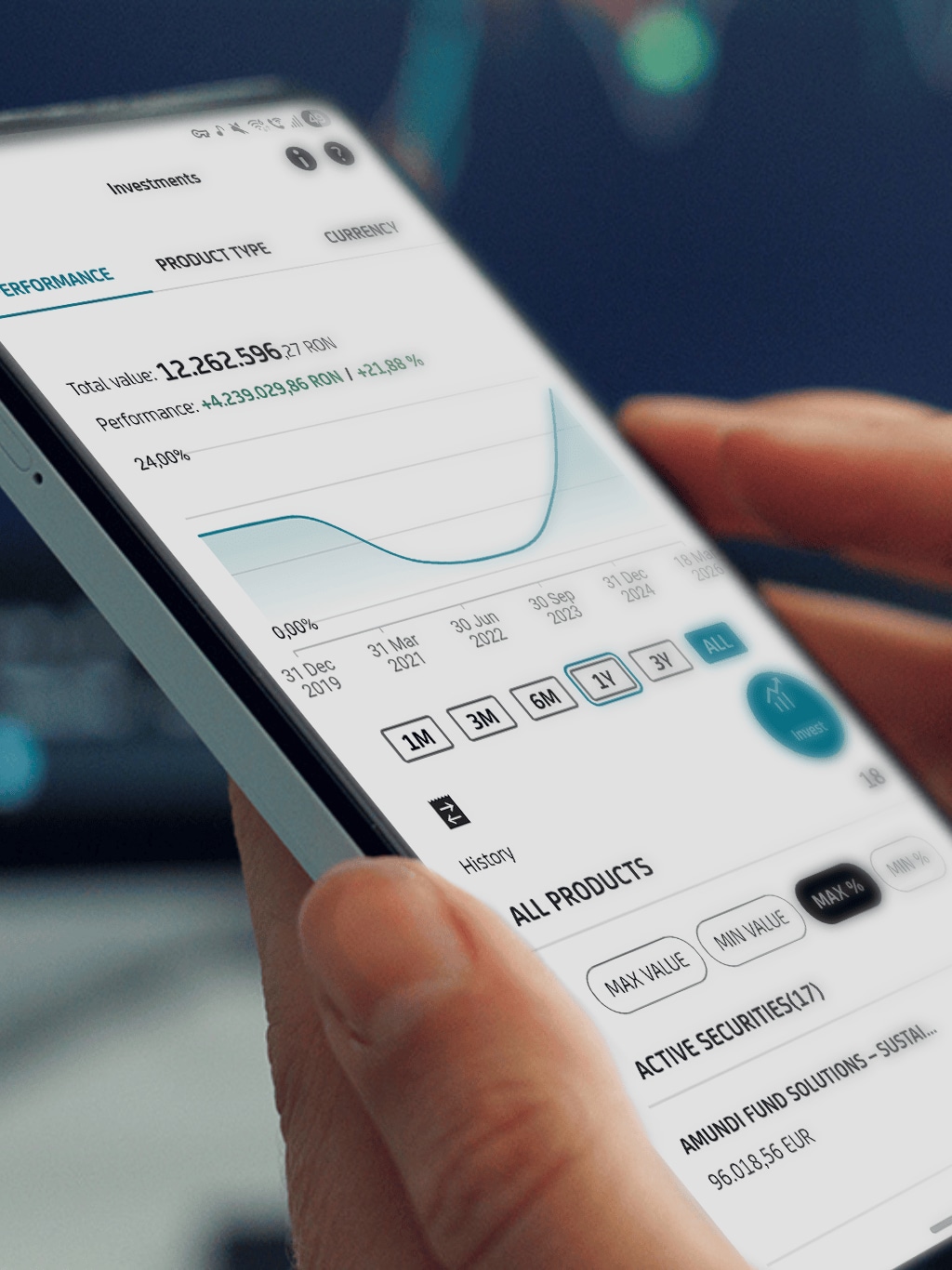 Investitii direct din Mobile Banking